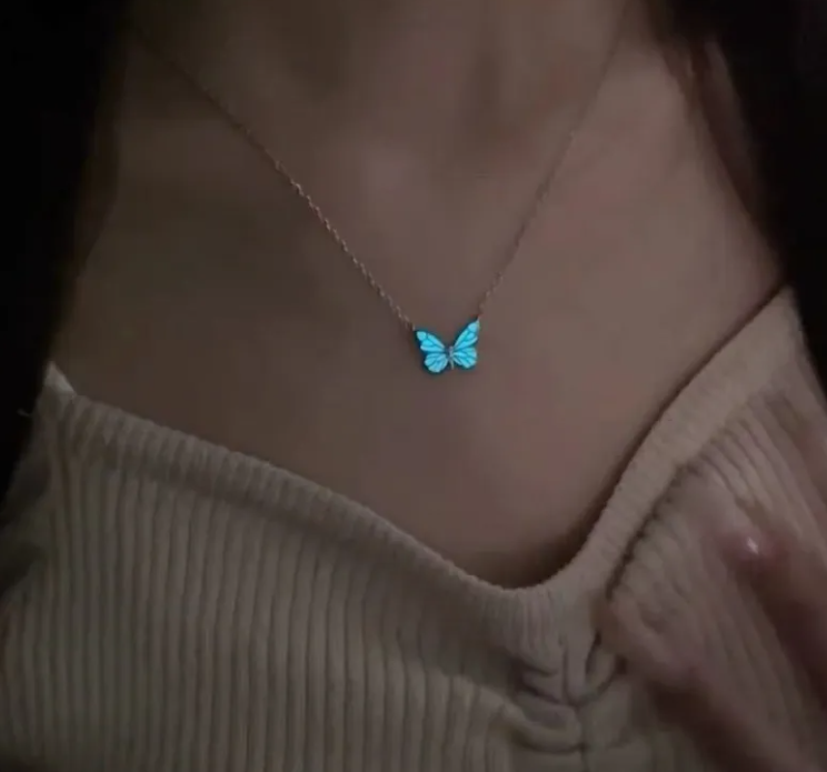 Blue Luminous Butterfly Necklace