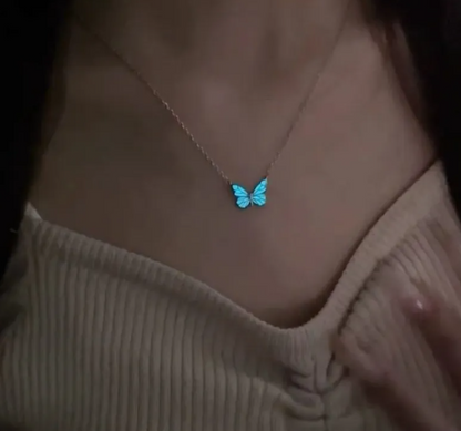 Blue Luminous Butterfly Necklace