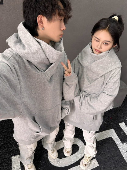 Loose High Collar Fleece Lined Hoodie My Store