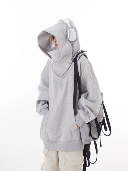 Loose High Collar Fleece Lined Hoodie My Store